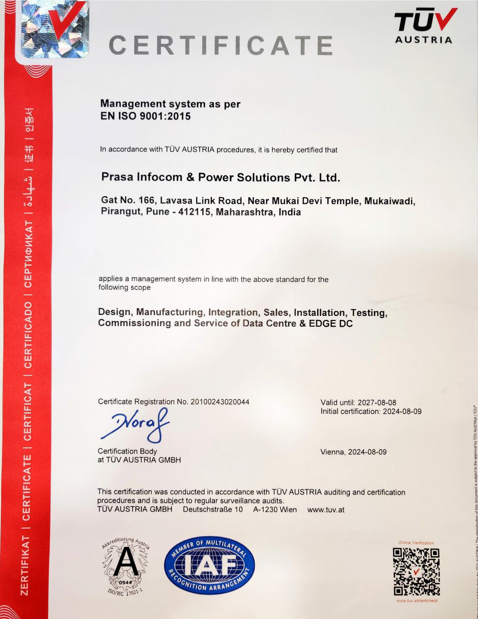 Industry Recognition – TUV Austria Certificate