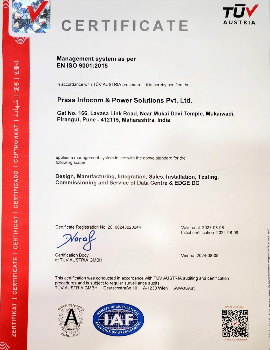 Industry Recognition – TUV Austria Certificate